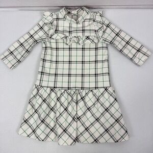 Janie and Jack Plaid Ruffle Mock Neck Long Sleeve Dress Girls Size 3